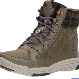 Ryka Aurora Lightweight Hiking Boots Plaid Trim Olive Green Comfort Size 9.5